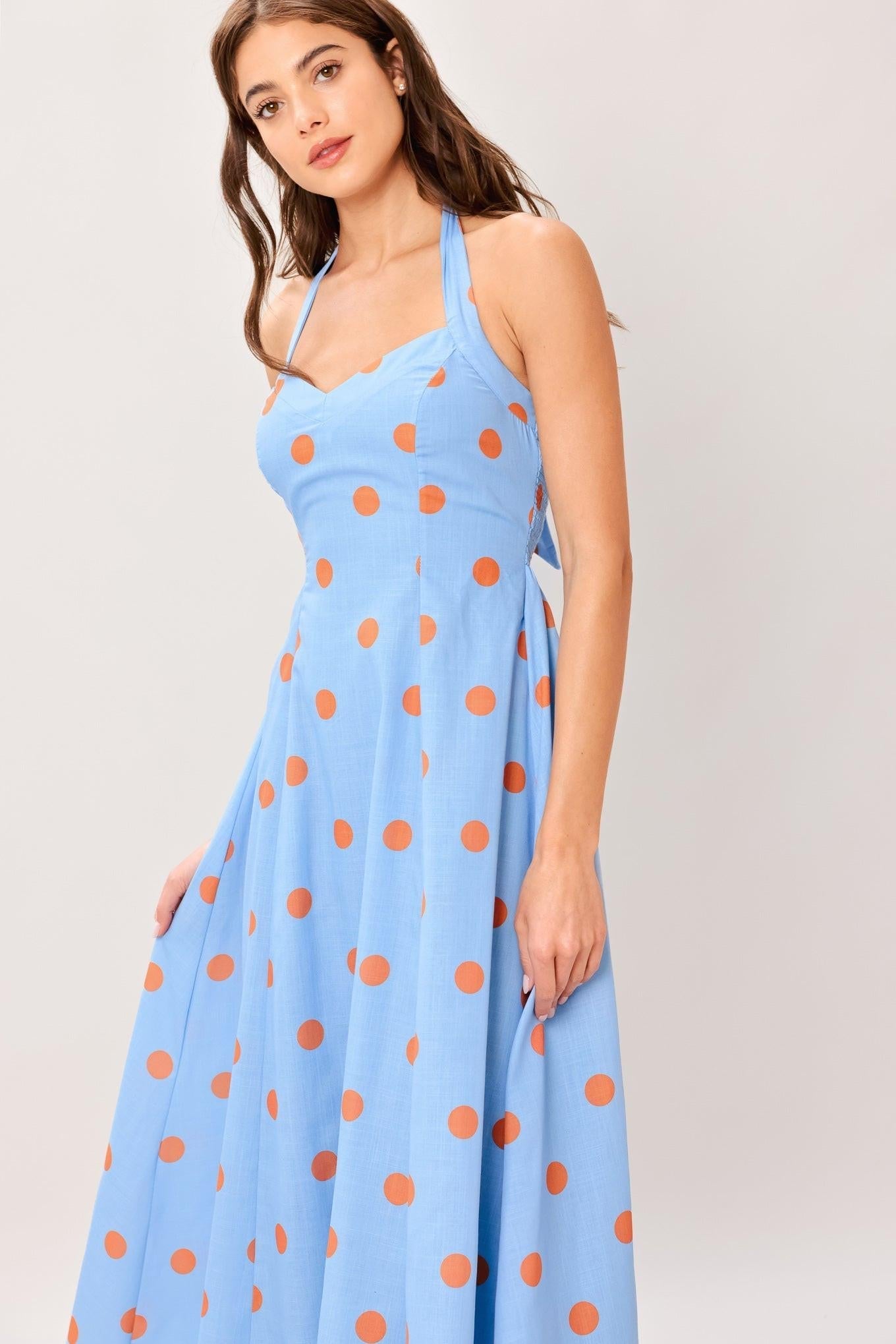 COTTON CANDY SKY DOT WOVEN MIDI DRESS Flying Tomato