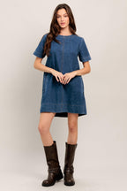 SIMPLY PUT TOGETHER DENIM MINI DRESS Flying Tomato