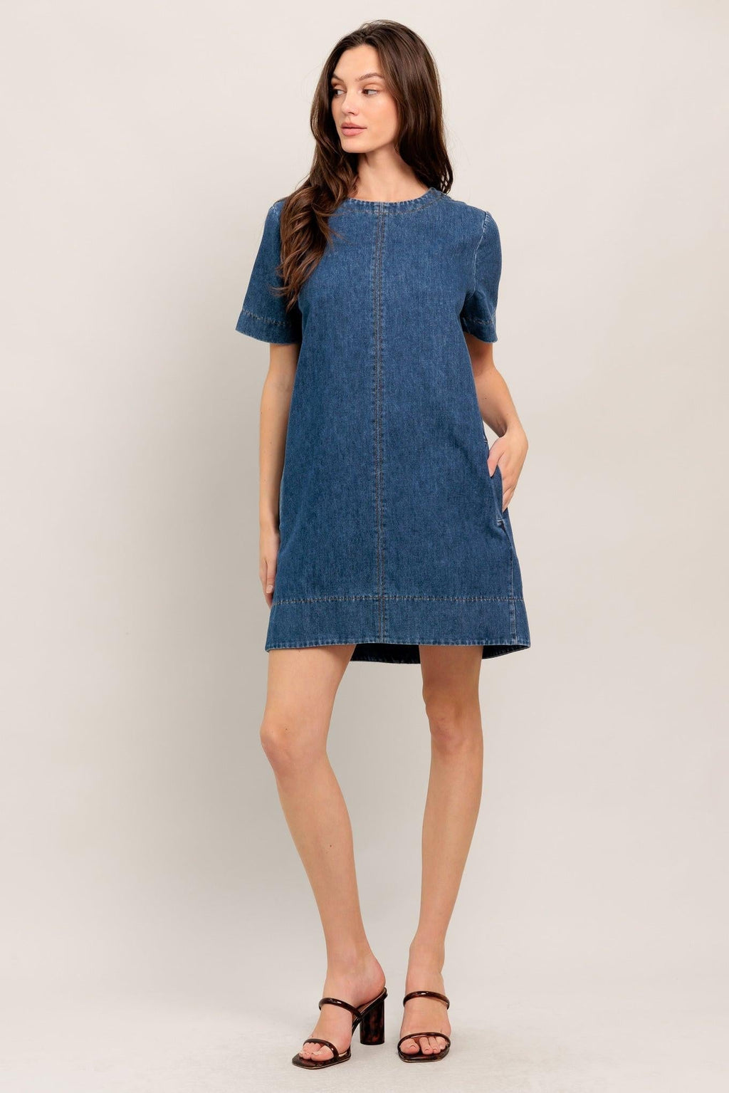 SIMPLY PUT TOGETHER DENIM MINI DRESS Flying Tomato