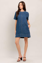 SIMPLY PUT TOGETHER DENIM MINI DRESS Flying Tomato