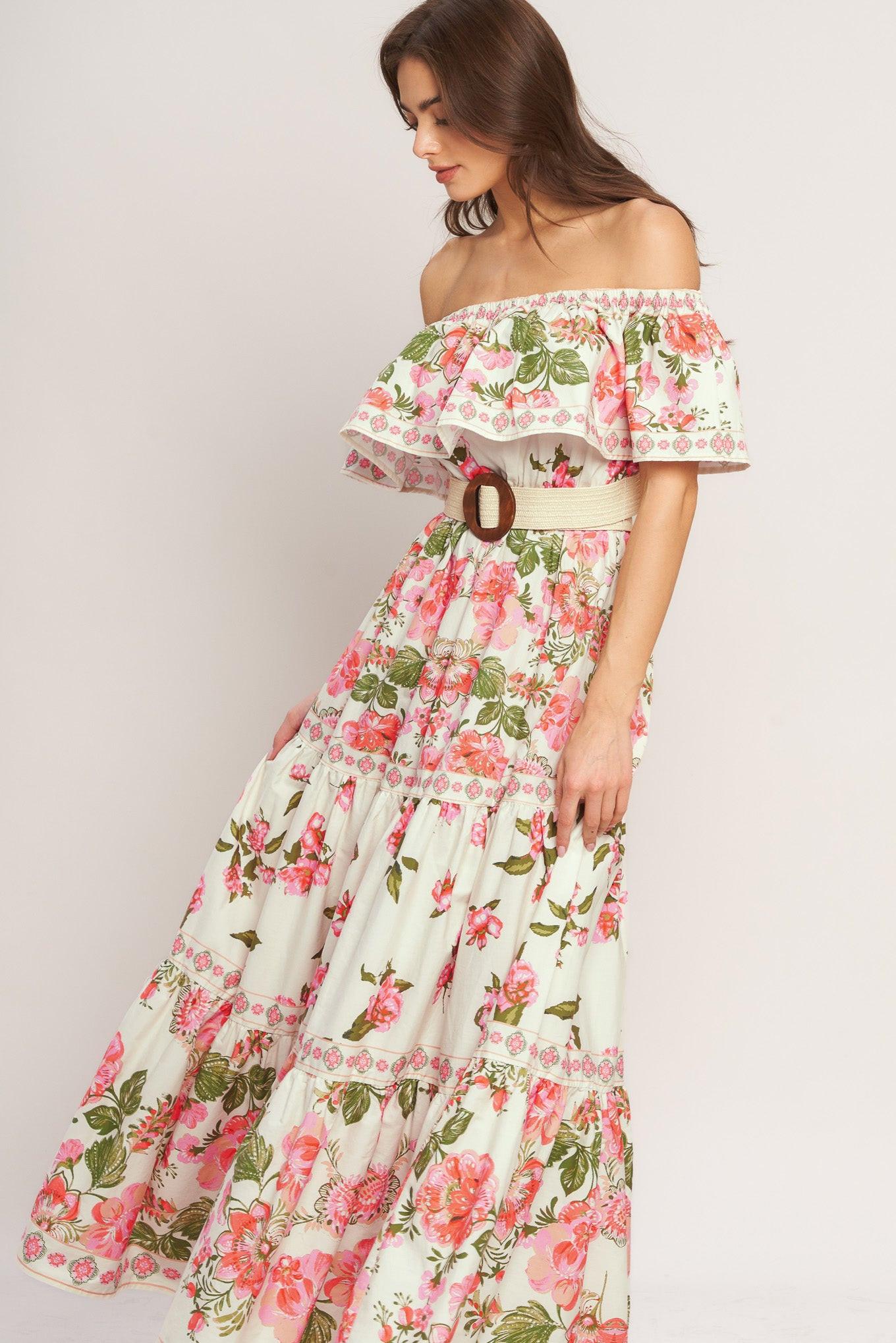 SWEET ESCAPE OFF SHOULDER MAXI DRESS Flying Tomato