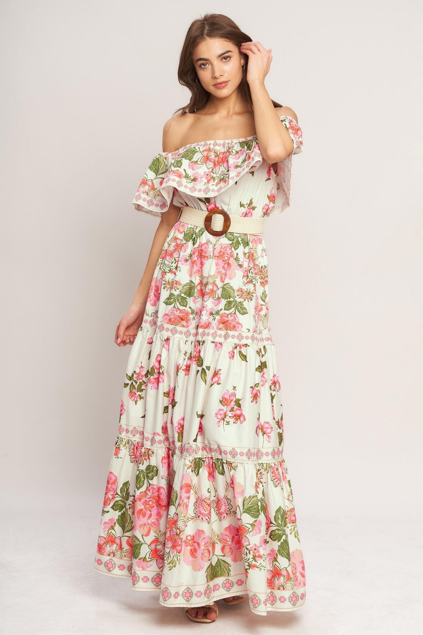 SWEET ESCAPE OFF SHOULDER MAXI DRESS Flying Tomato