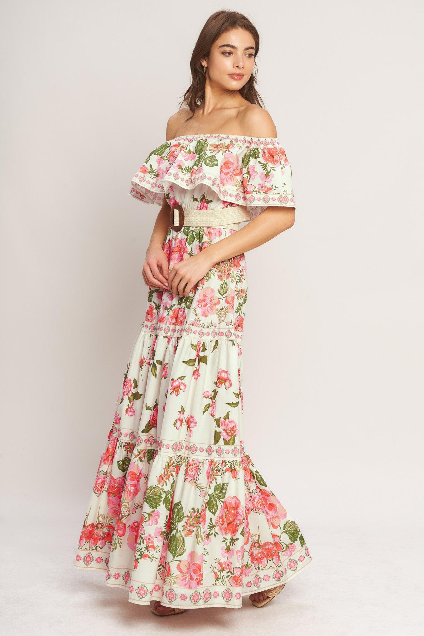 SWEET ESCAPE OFF SHOULDER MAXI DRESS Flying Tomato