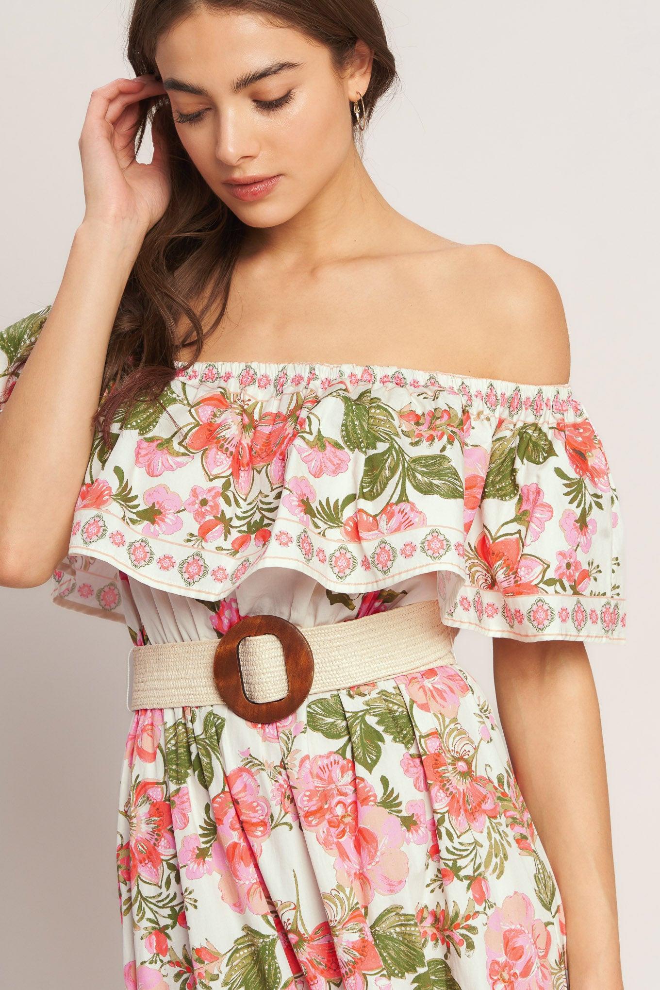 SWEET ESCAPE OFF SHOULDER MAXI DRESS Flying Tomato