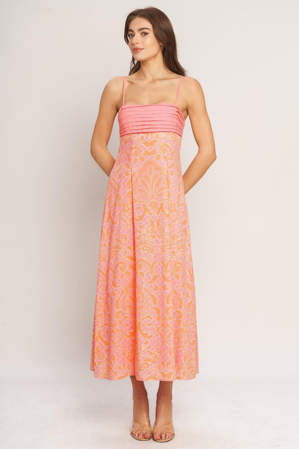 ISLAND SUNSET CHARM WOVEN MIDI DRESS Flying Tomato