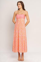 ISLAND SUNSET CHARM WOVEN MIDI DRESS Flying Tomato