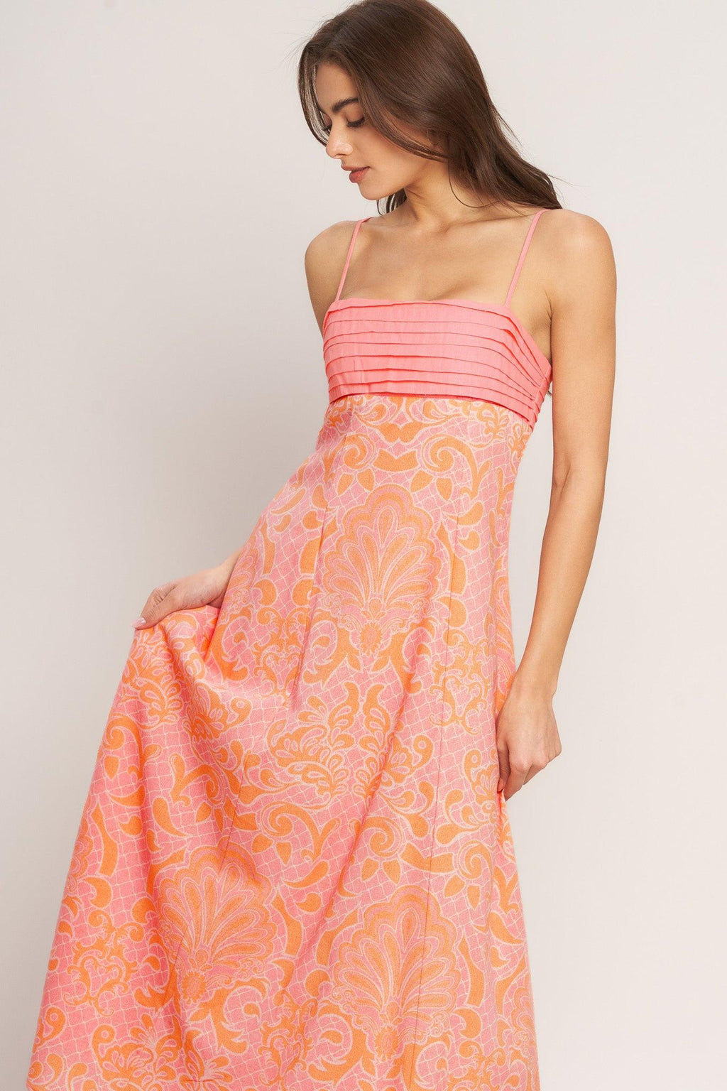 ISLAND SUNSET CHARM WOVEN MIDI DRESS Flying Tomato