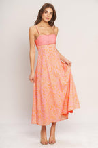 ISLAND SUNSET CHARM WOVEN MIDI DRESS Flying Tomato