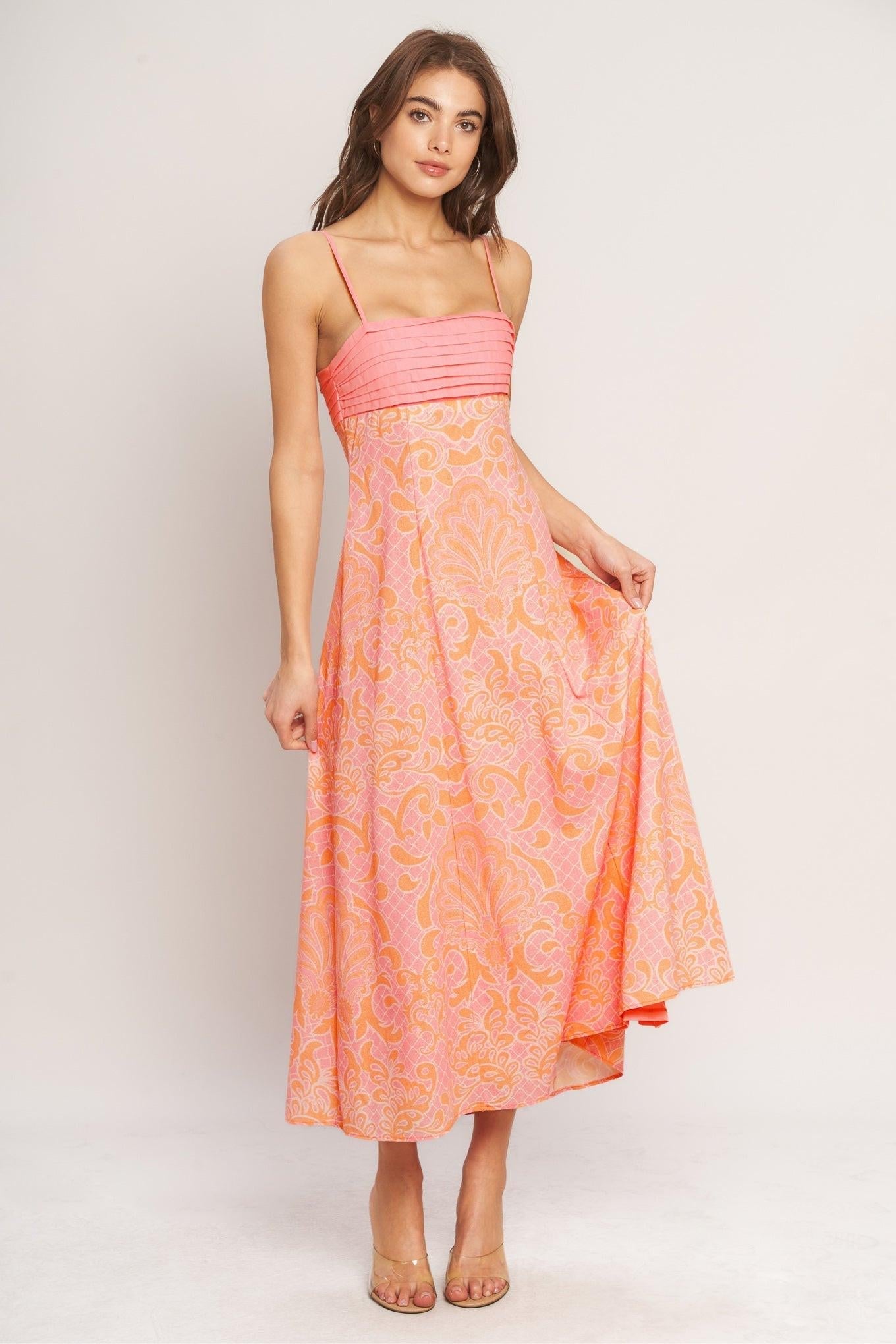 ISLAND SUNSET CHARM WOVEN MIDI DRESS Flying Tomato