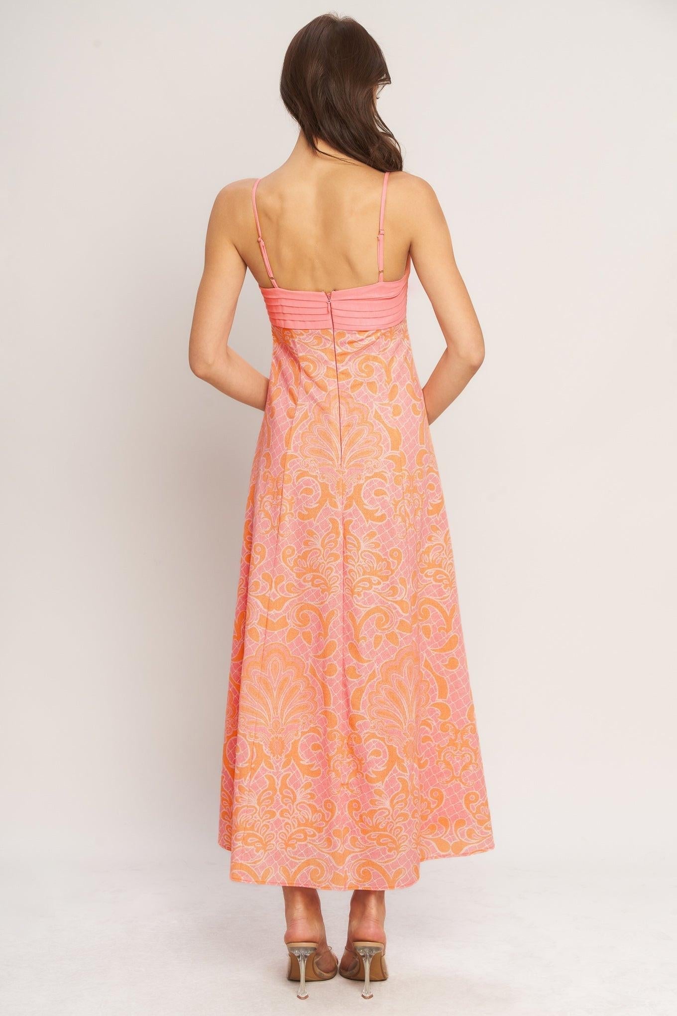 ISLAND SUNSET CHARM WOVEN MIDI DRESS Flying Tomato
