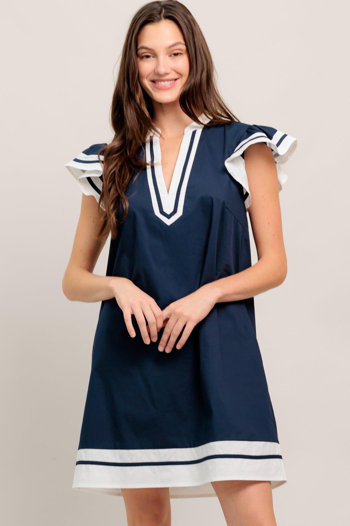PORTSIDE POLISH WOVEN MINI DRESS Flying Tomato