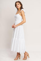 SWEET ESCAPE WOVEN EYELET MIDI DRESS Flying Tomato