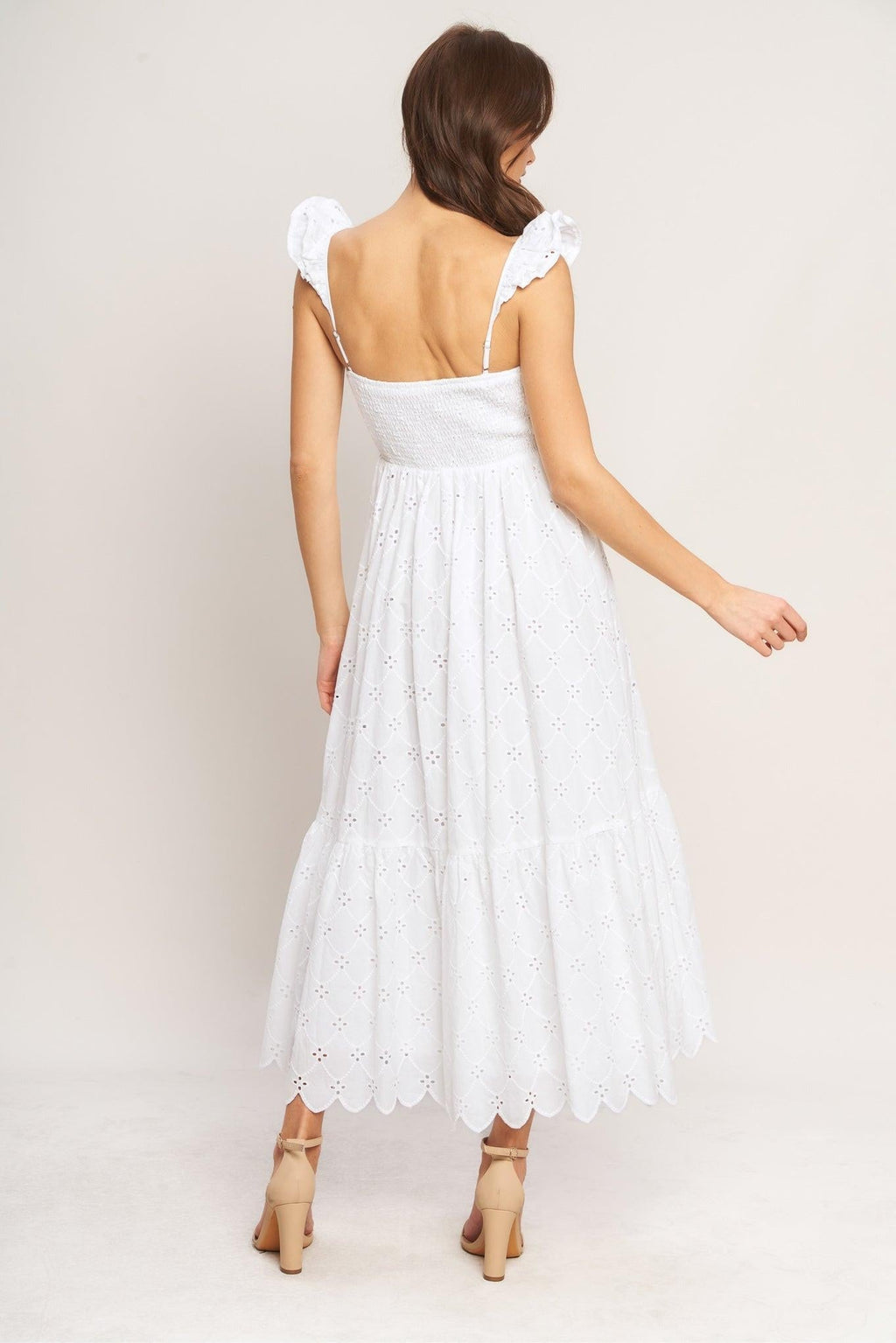SWEET ESCAPE WOVEN EYELET MIDI DRESS Flying Tomato