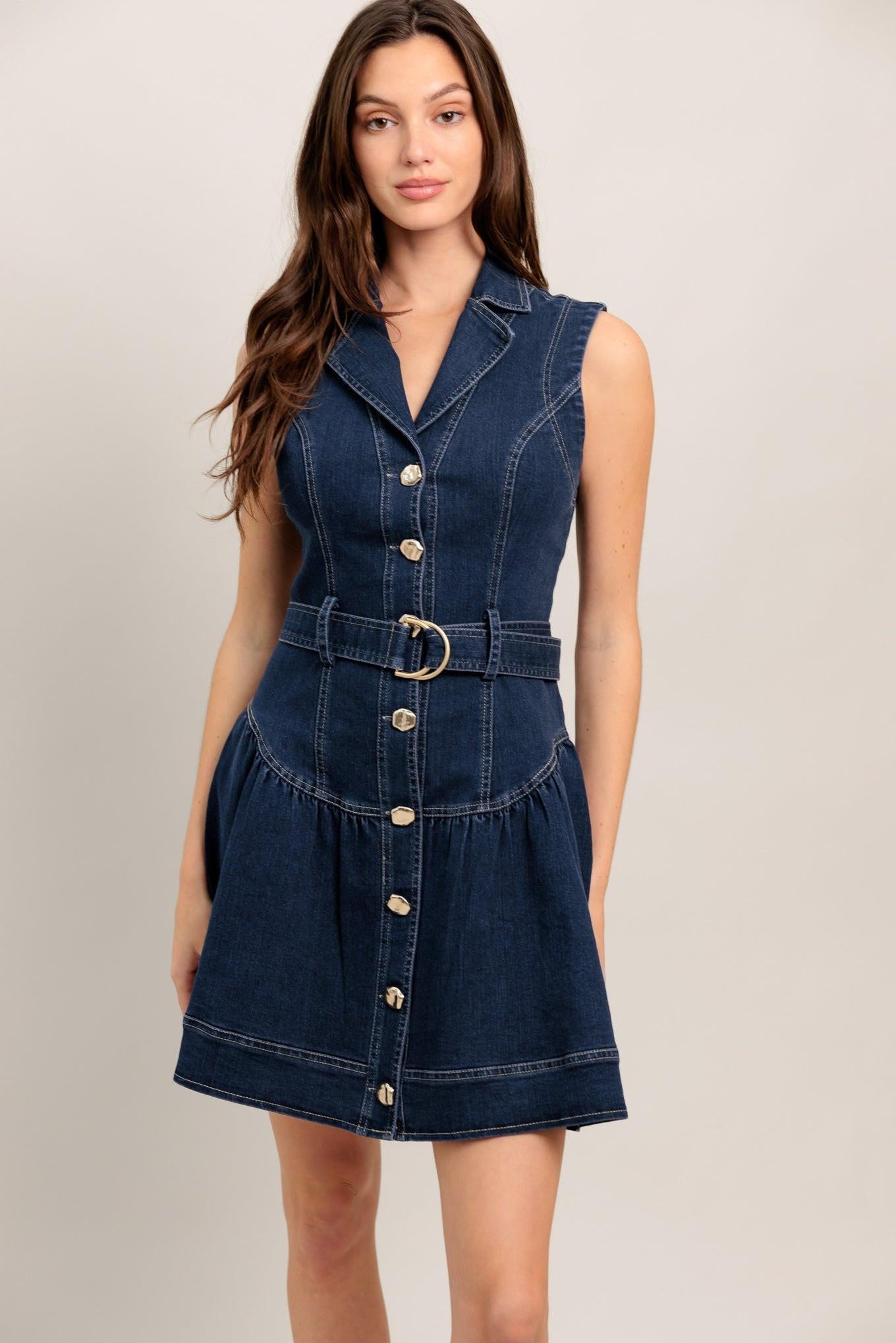 MADE TO FLATTER DENIM MINI DRESS Flying Tomato