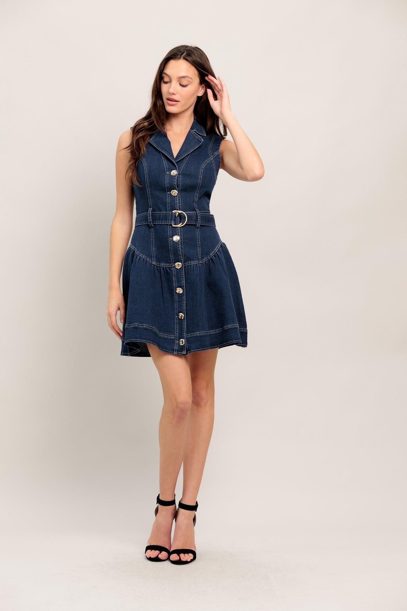 MADE TO FLATTER DENIM MINI DRESS Flying Tomato