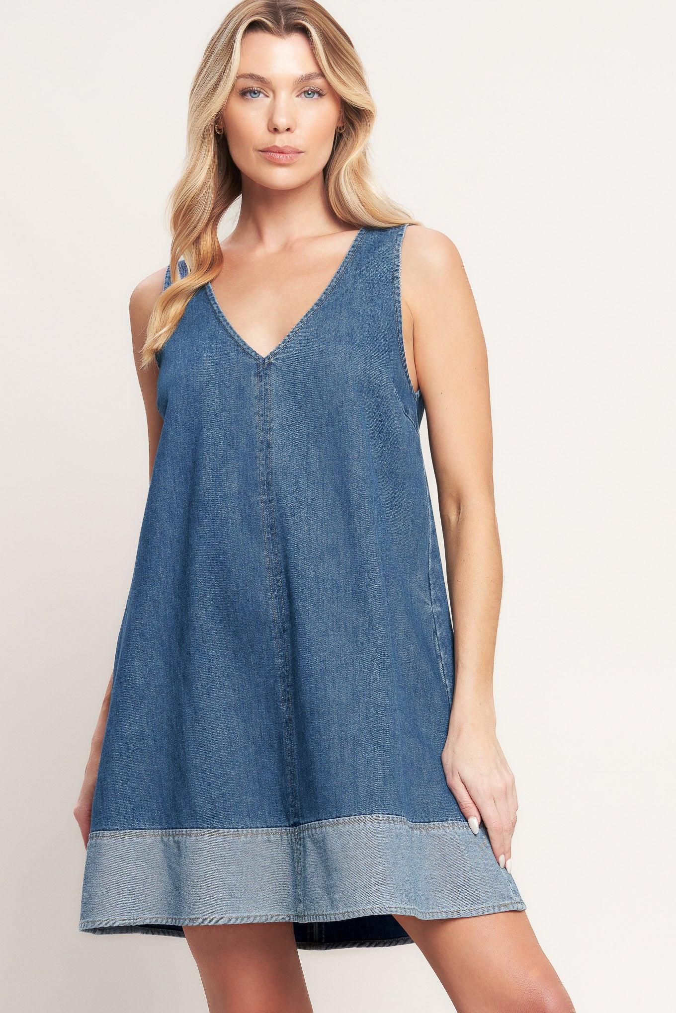 MAIN STREET DENIM MINI DRESS Flying Tomato