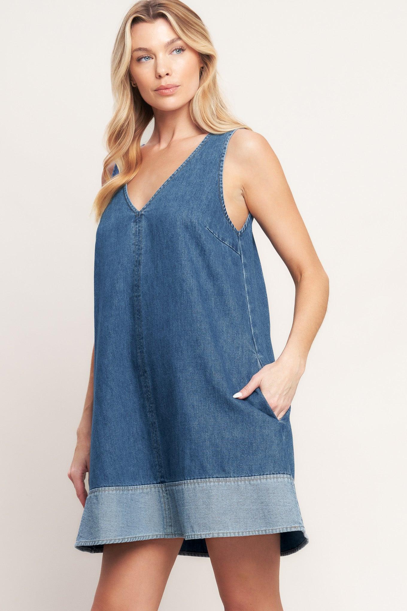 MAIN STREET DENIM MINI DRESS Flying Tomato