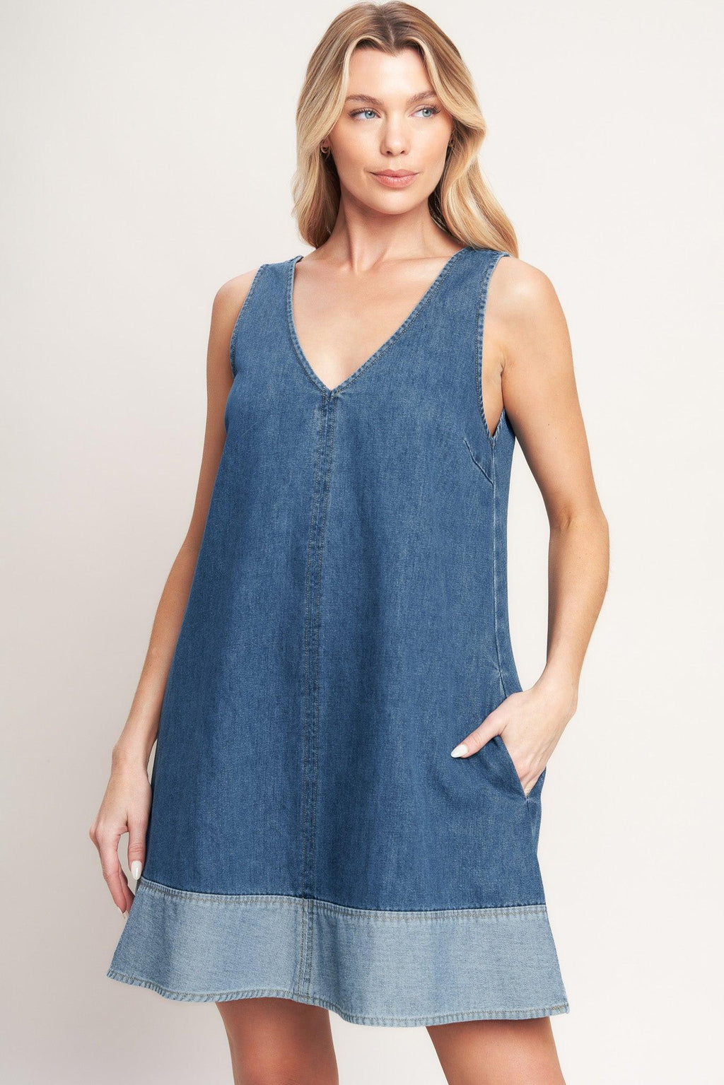 MAIN STREET DENIM MINI DRESS Flying Tomato