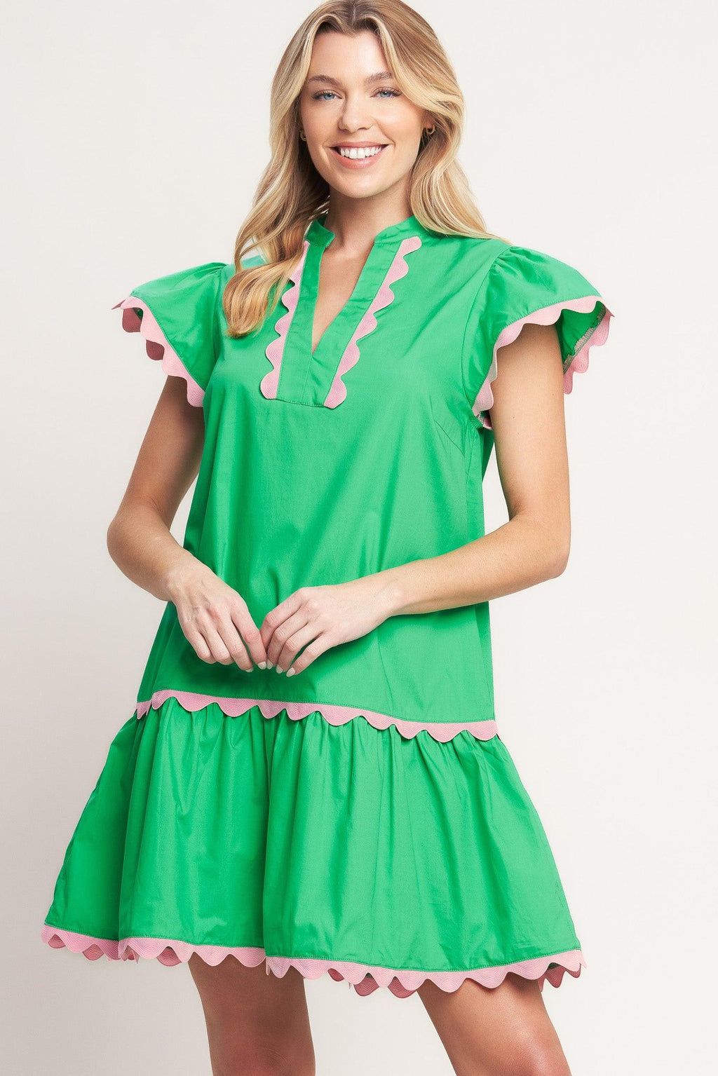 PRETTY IN GREEN WOVEN MINI DRESS Flying Tomato