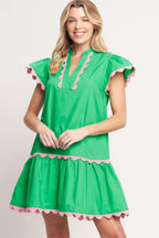 PRETTY IN GREEN WOVEN MINI DRESS Flying Tomato