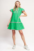 PRETTY IN GREEN WOVEN MINI DRESS Flying Tomato