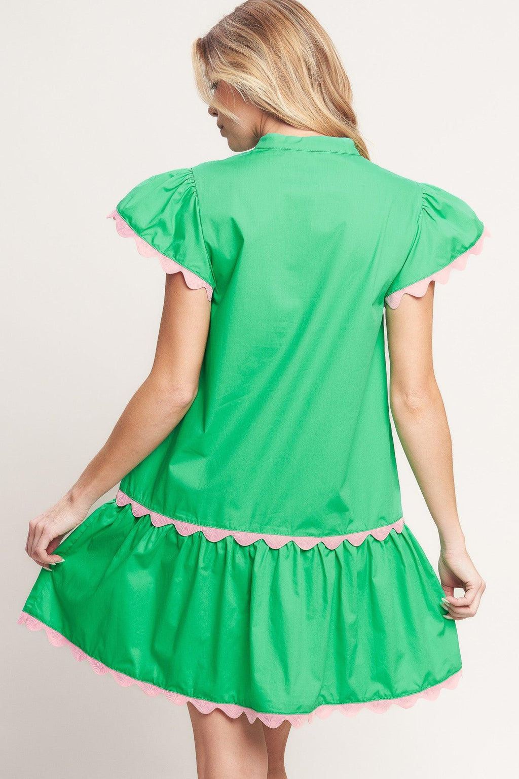 PRETTY IN GREEN WOVEN MINI DRESS Flying Tomato