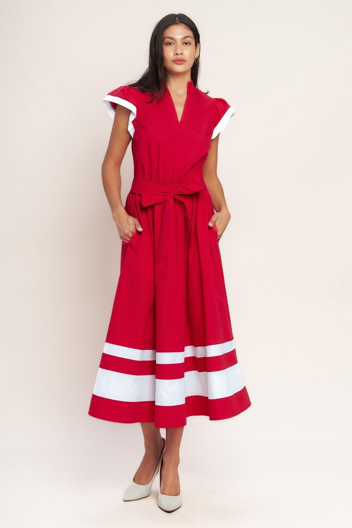 TRUE LOVE IN COLOR BLOCKED MIDI DRESS Flying Tomato