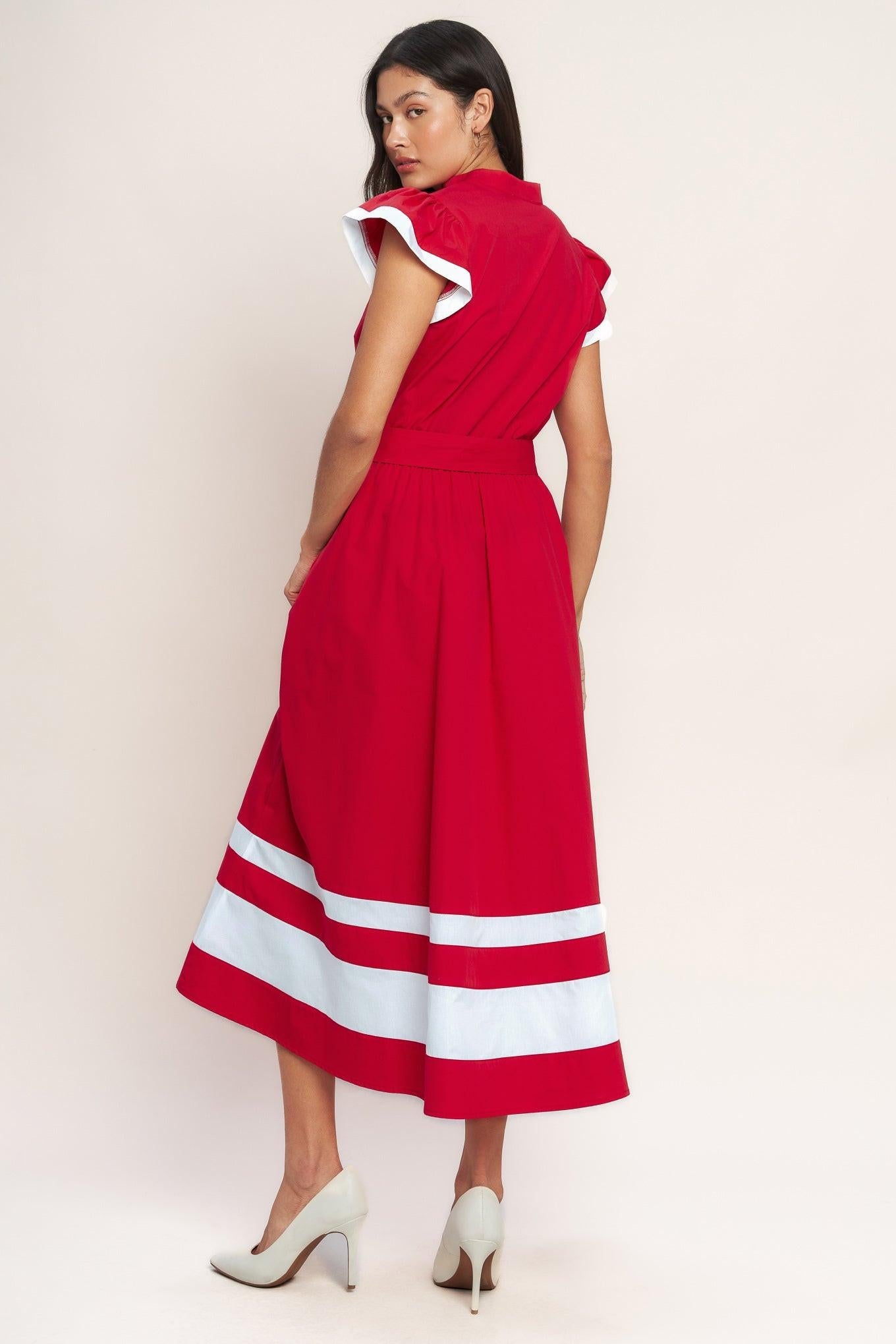 TRUE LOVE IN COLOR BLOCKED MIDI DRESS Flying Tomato