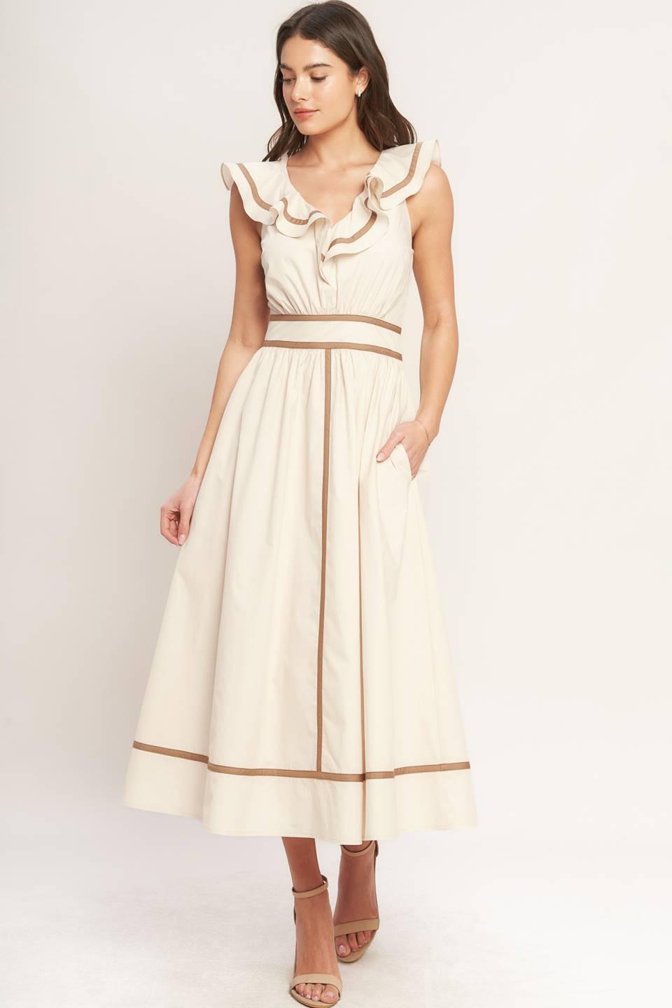 BREEZE CANVAS WOVEN MIDI DRESS Flying Tomato