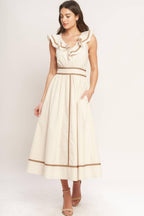 BREEZE CANVAS WOVEN MIDI DRESS Flying Tomato