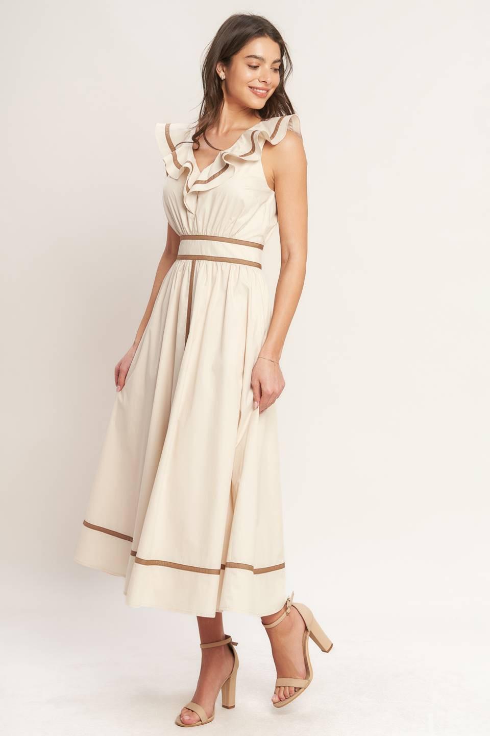 BREEZE CANVAS WOVEN MIDI DRESS Flying Tomato