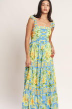 GOLDEN HOUR BLOOM WOVEN MAXI DRESS Flying Tomato