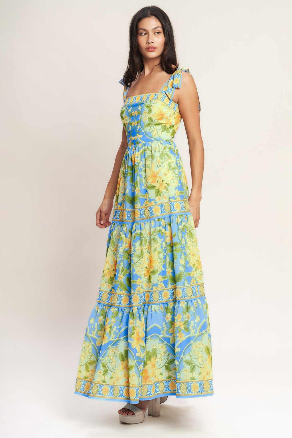 GOLDEN HOUR BLOOM WOVEN MAXI DRESS Flying Tomato