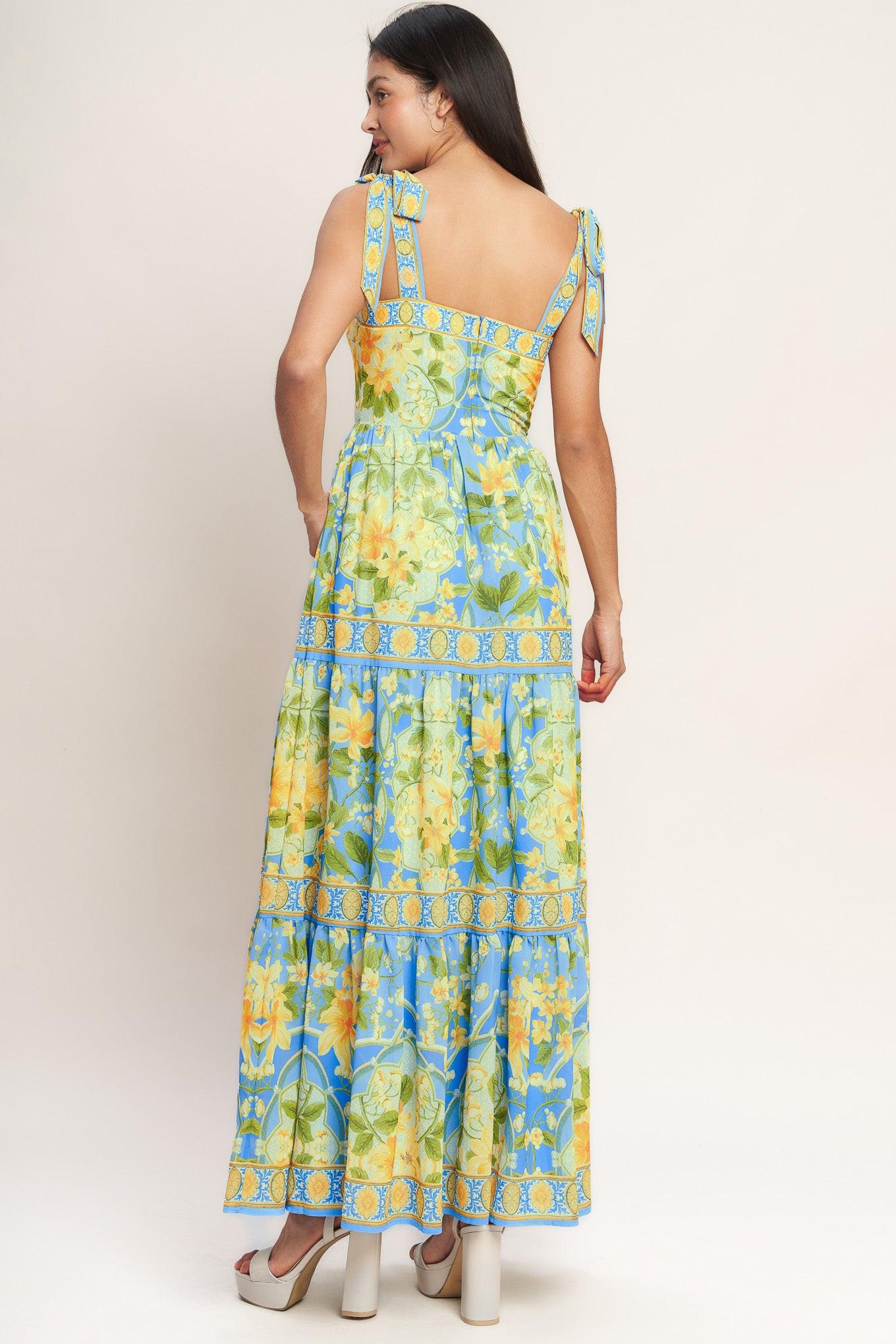 GOLDEN HOUR BLOOM WOVEN MAXI DRESS Flying Tomato