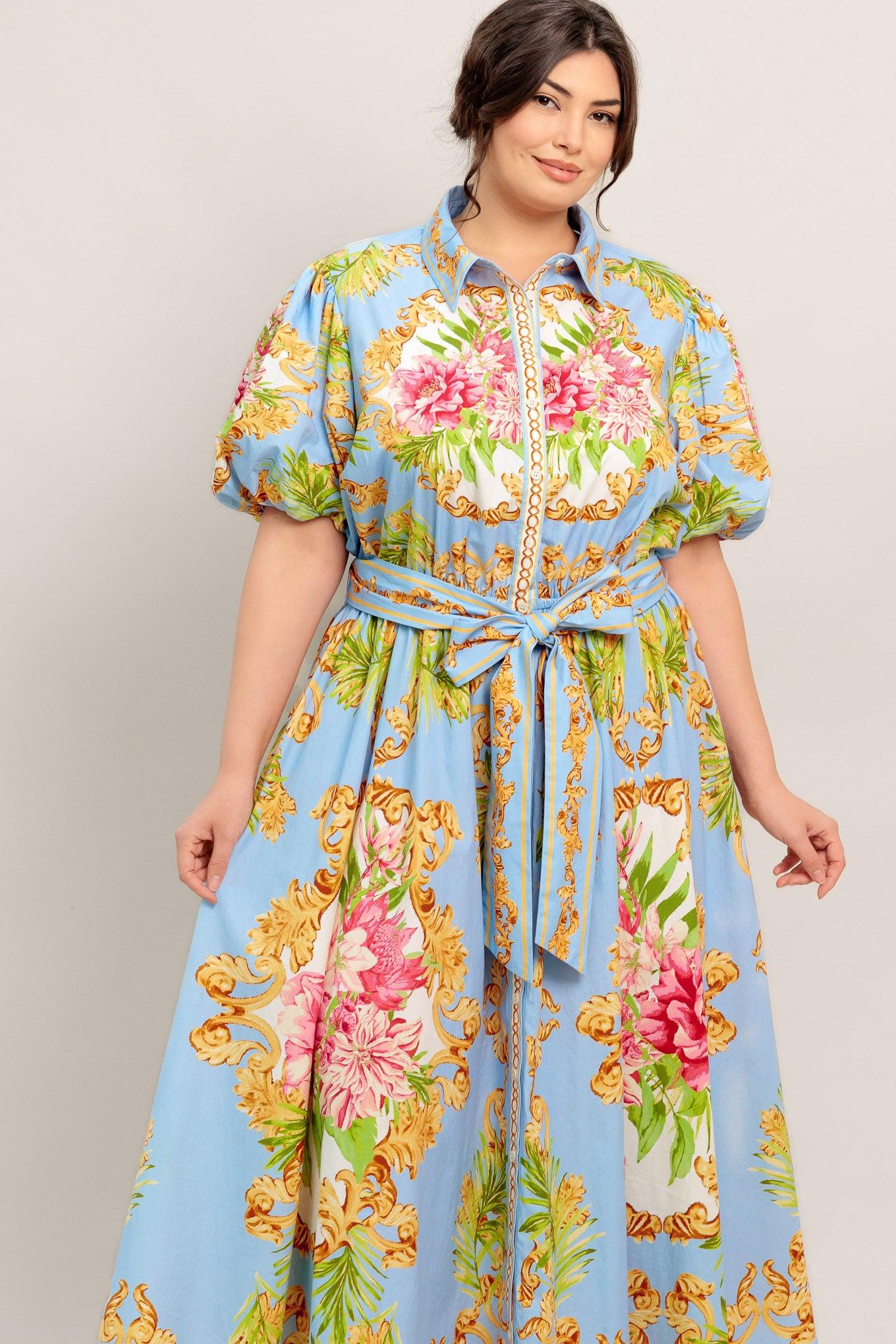BLUE PALACE WOVEN MIDI DRESS Flying Tomato