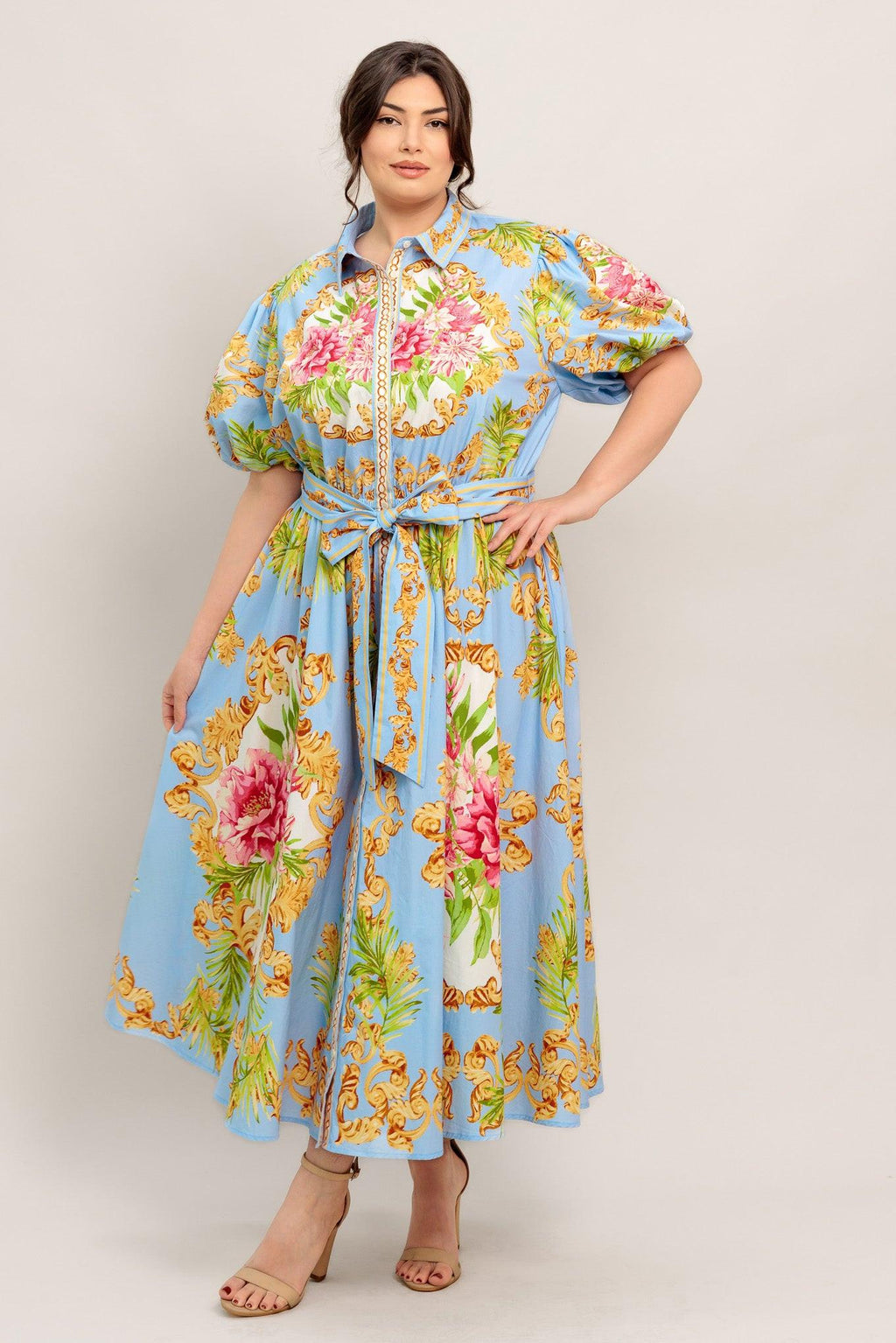 BLUE PALACE WOVEN MIDI DRESS Flying Tomato