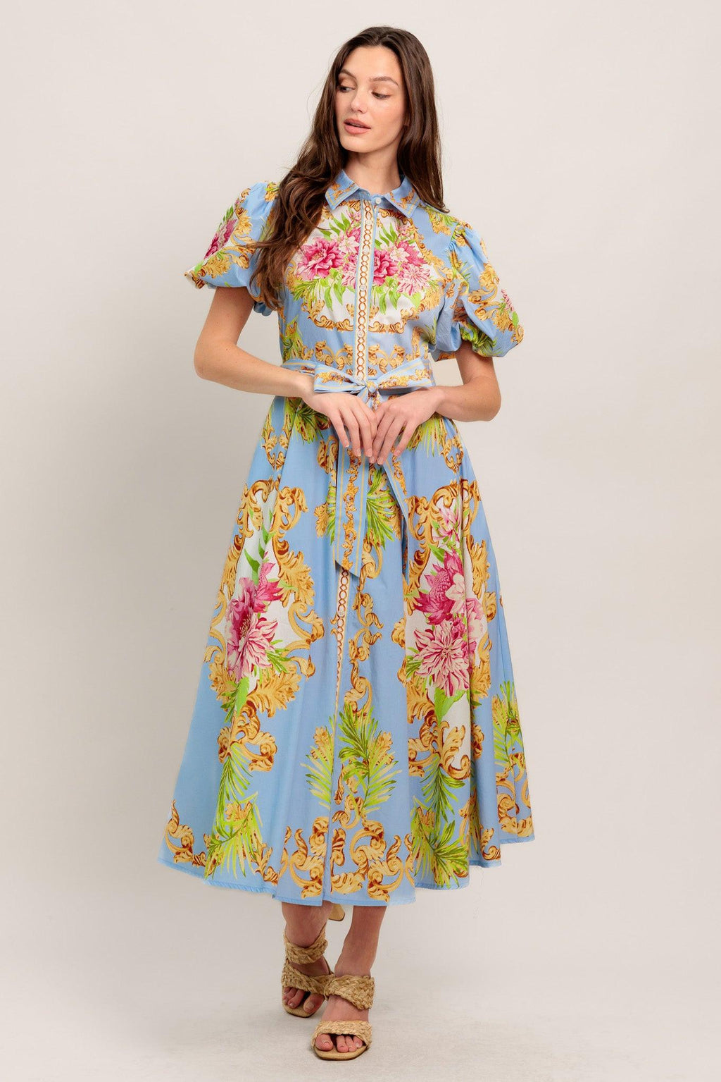BLUE PALACE WOVEN MIDI DRESS Flying Tomato