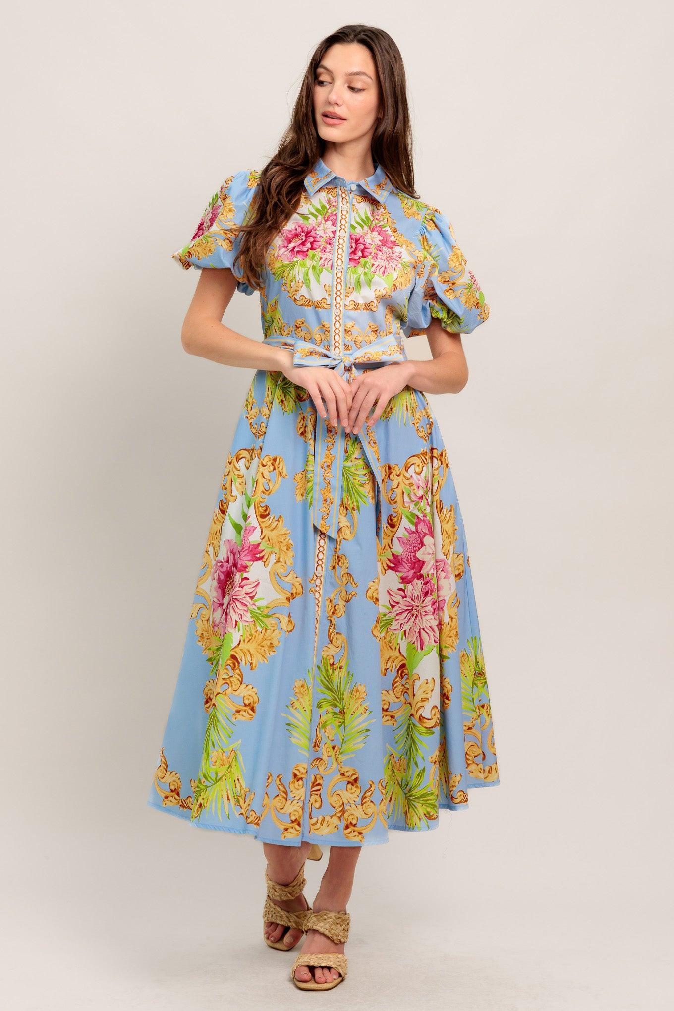 BLUE PALACE WOVEN MIDI DRESS Flying Tomato