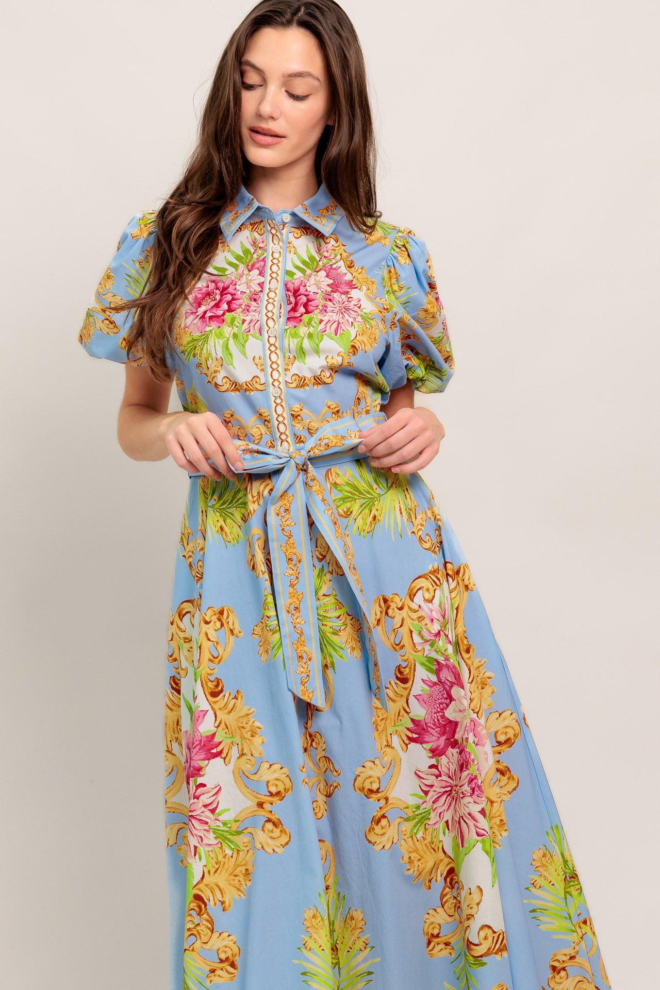 BLUE PALACE WOVEN MIDI DRESS Flying Tomato