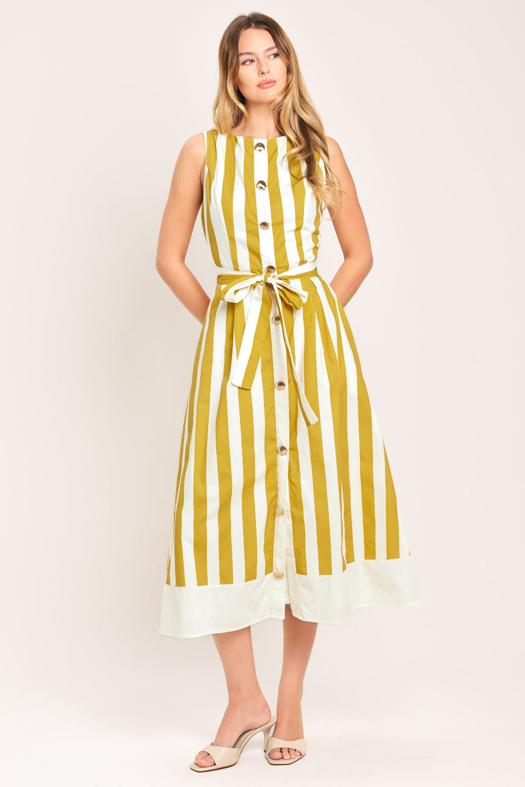 SUNSHINE STRIPE WOVEN MIDI DRESS Flying Tomato