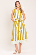 SUNSHINE STRIPE WOVEN MIDI DRESS Flying Tomato