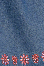 ARTISAN-INSPIRED DENIM MINI SHIFT DRESS Flying Tomato