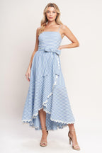 TIED TO YOU STRIPED WOVEN MIDI DRESS Flying Tomato