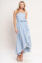 TIED TO YOU STRIPED WOVEN MIDI DRESS Flying Tomato