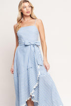 TIED TO YOU STRIPED WOVEN MIDI DRESS Flying Tomato