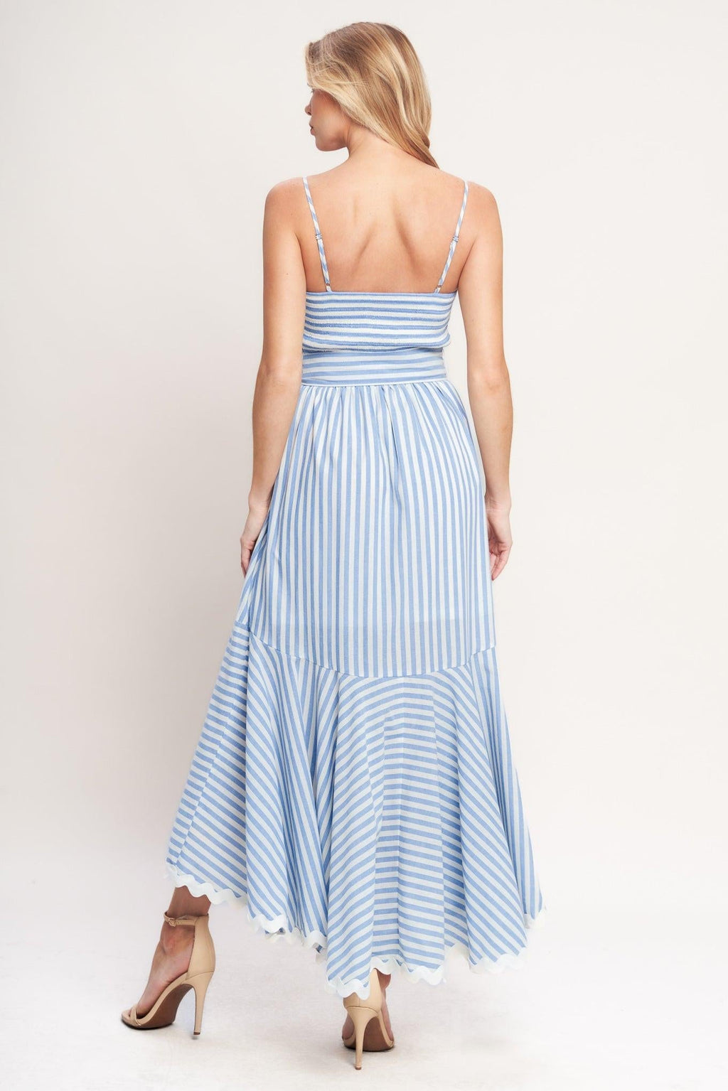 TIED TO YOU STRIPED WOVEN MIDI DRESS Flying Tomato
