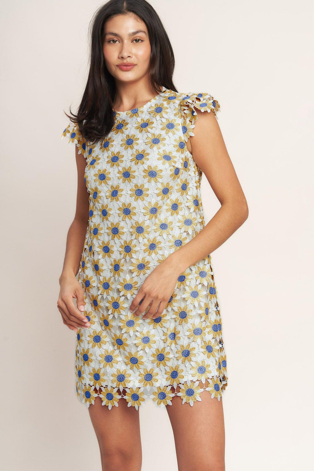 LITTLE RAY OF JOY WOVEN LACE MINI SHIFT DRESS Flying Tomato