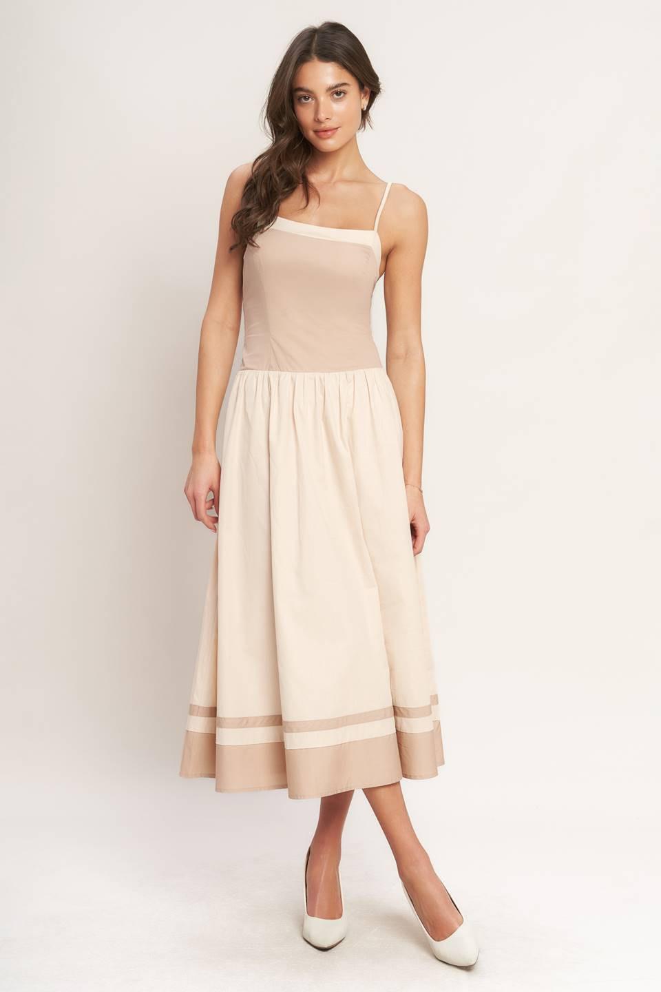 SPRING HARMONY COLOR BLOCKED MIDI DRESS Flying Tomato