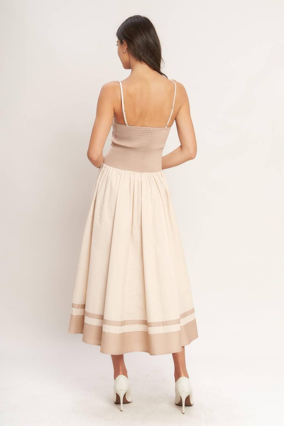 SPRING HARMONY COLOR BLOCKED MIDI DRESS Flying Tomato