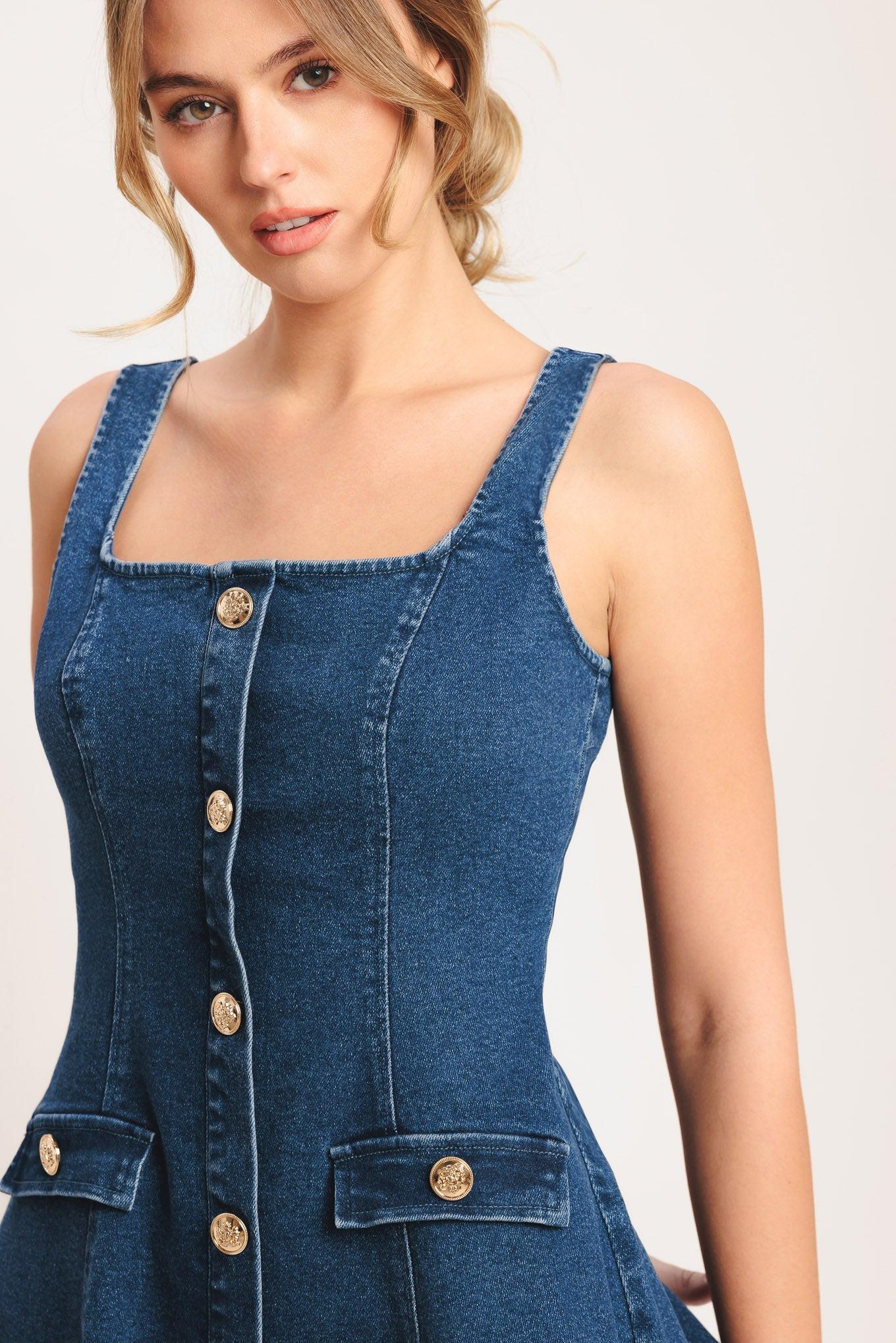 URBAN POLISH DENIM MINI DRESS Flying Tomato